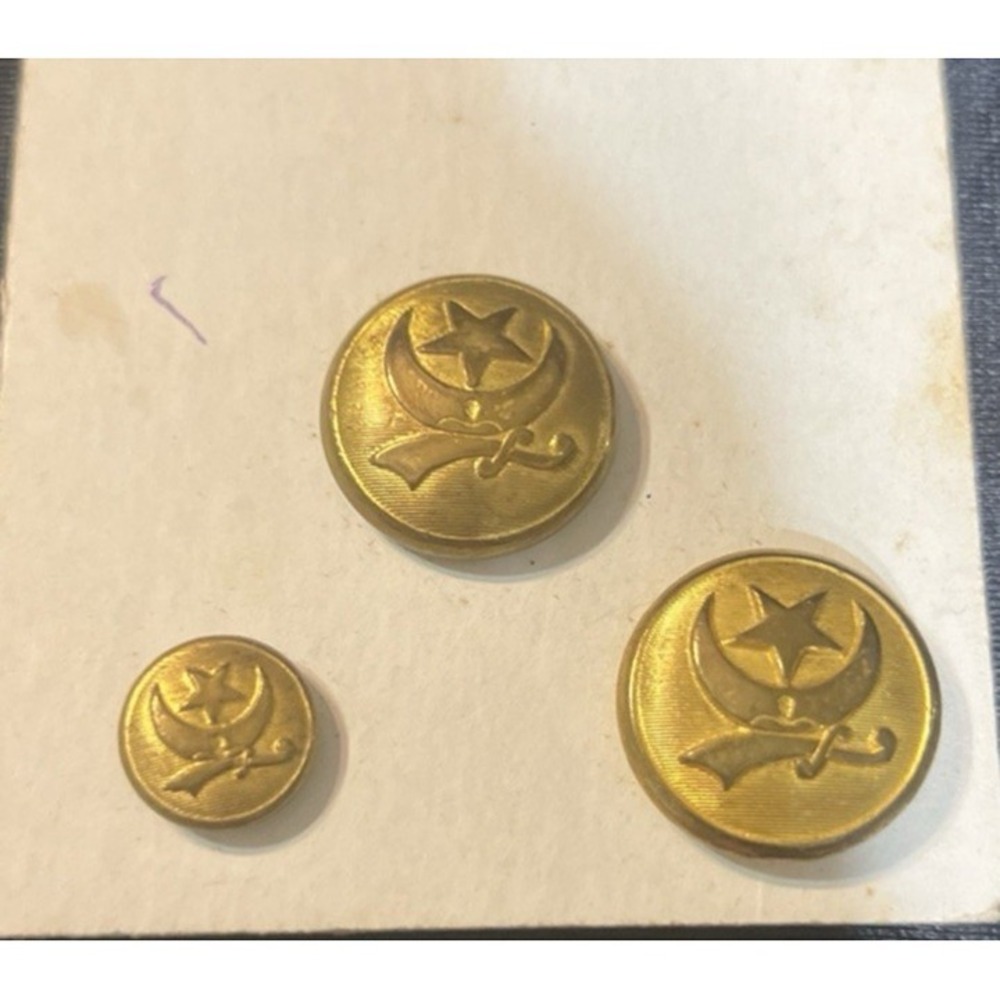VTG Brass 30s-50s Shriners Masonic Uniform 3 Count Used Buttons Original (2310)